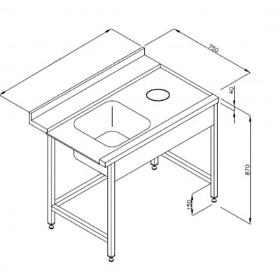 Стол для отходов с отверстием