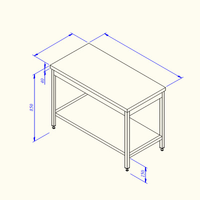 Стол без борта с полкой